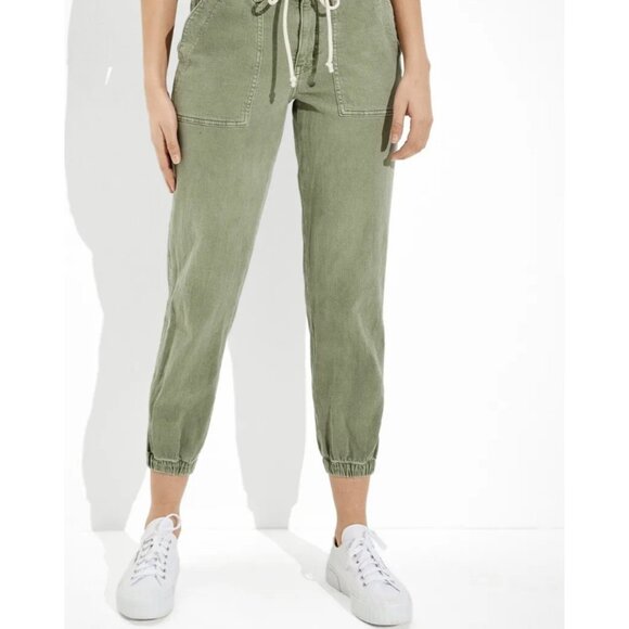 American Eagle Pants - American Eagle Stretch Tomgirl Utility Jogger Green Mid Rise Casual Size 2R